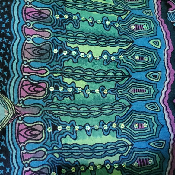 Papa Fashions 100% Cotton Sleeveless Summer Top Blue Green Size XL - Picture 2 of 6